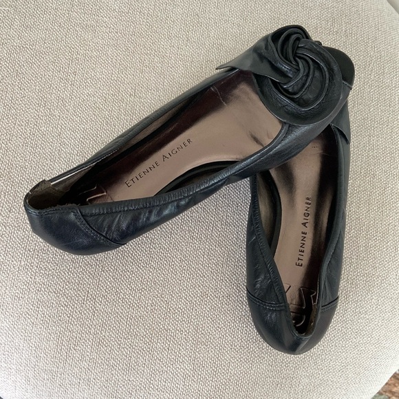 Etienne Aigner Black Leather “Lunar” Flats - Picture 6 of 14